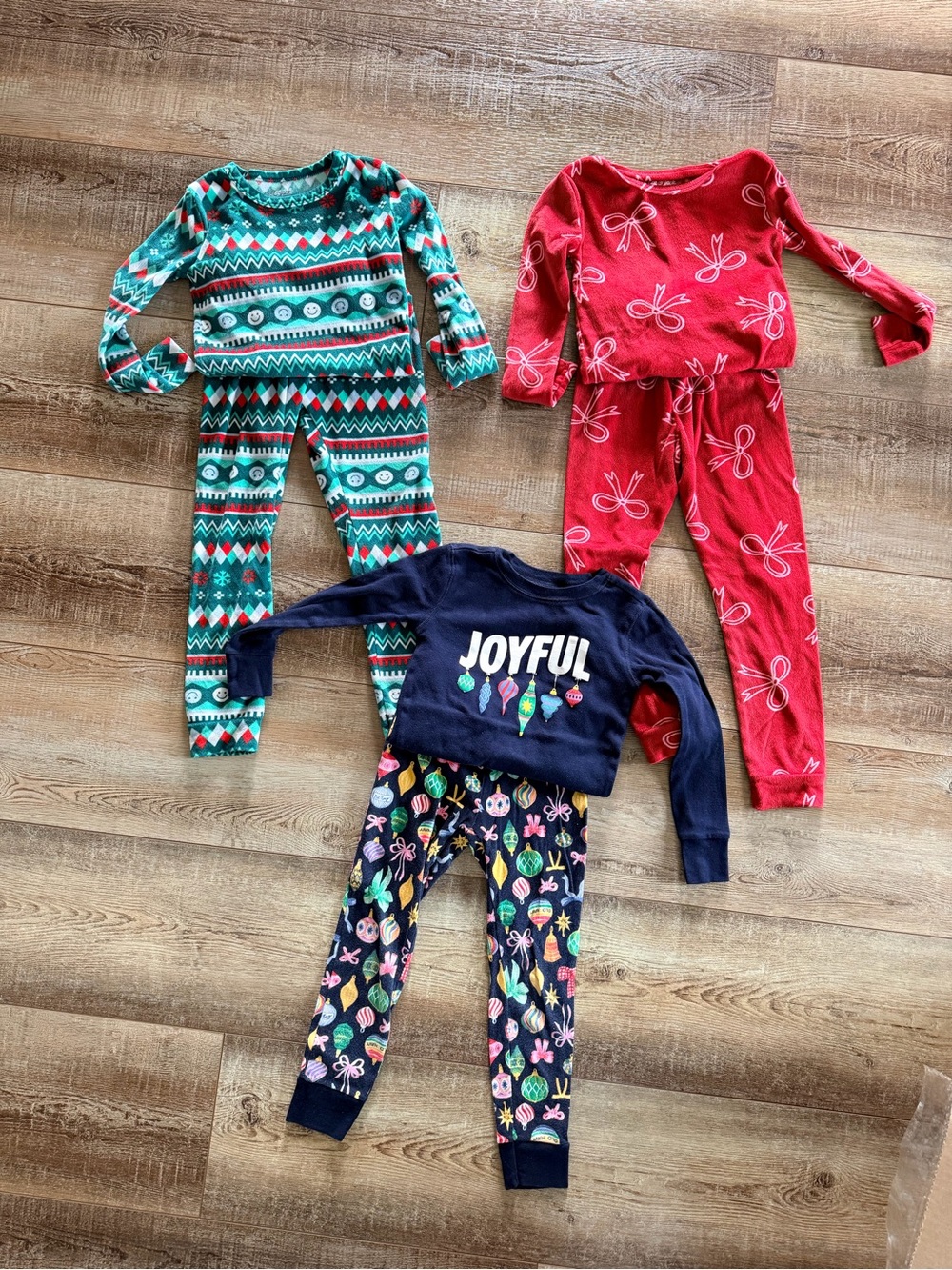 Old Navy Kids 3-Piece Holiday Pajama Set - Red, Green & Navy